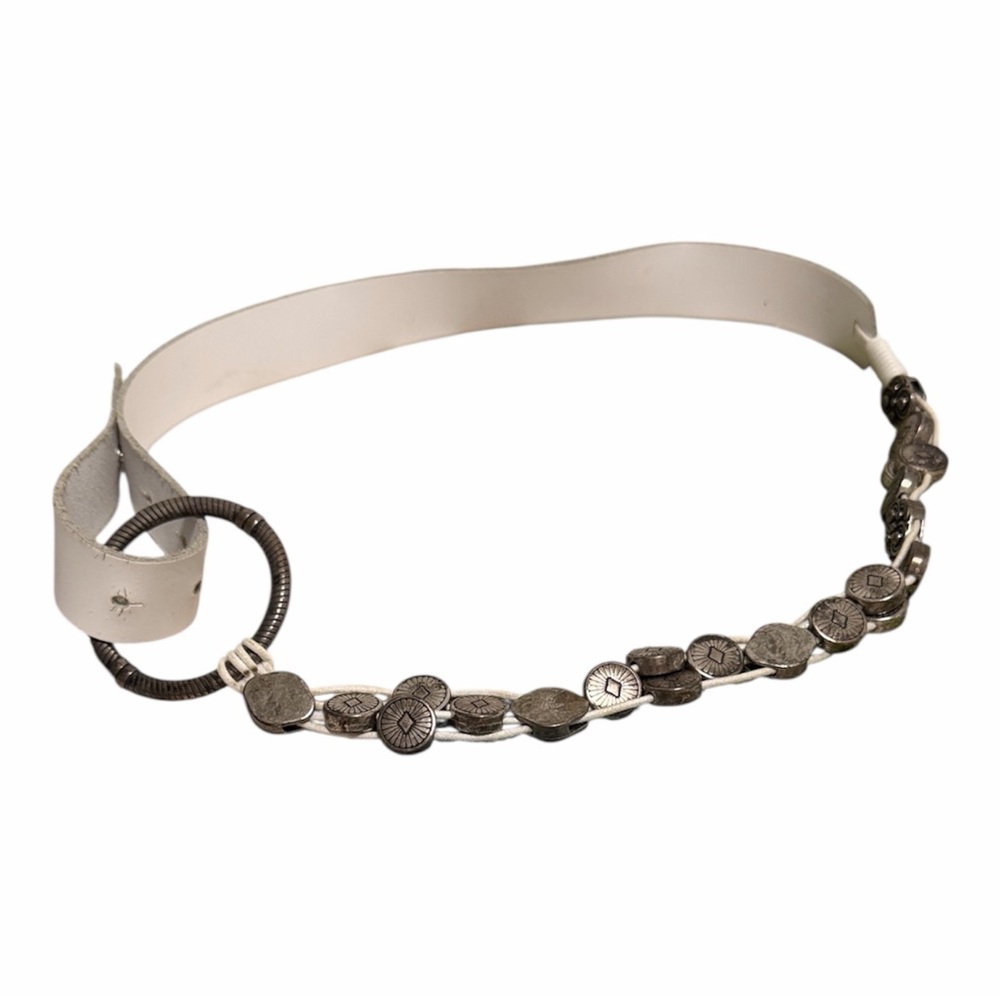Antoniazzi Firenze Italian leather belt silver-tone circular concho detail M